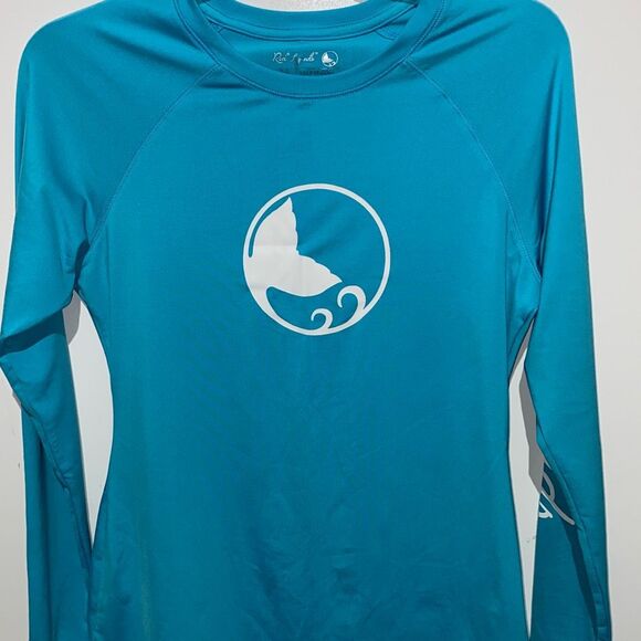 Reel Legends Women's Blue Keep It Cool Stretch Raglan Long Sleeve Top Medium - Picture 1 of 8